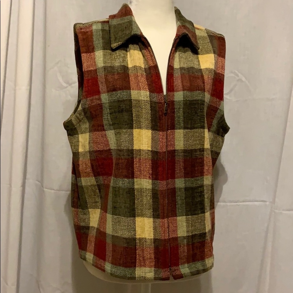 Christopher & Banks Plaid Vest, Size M